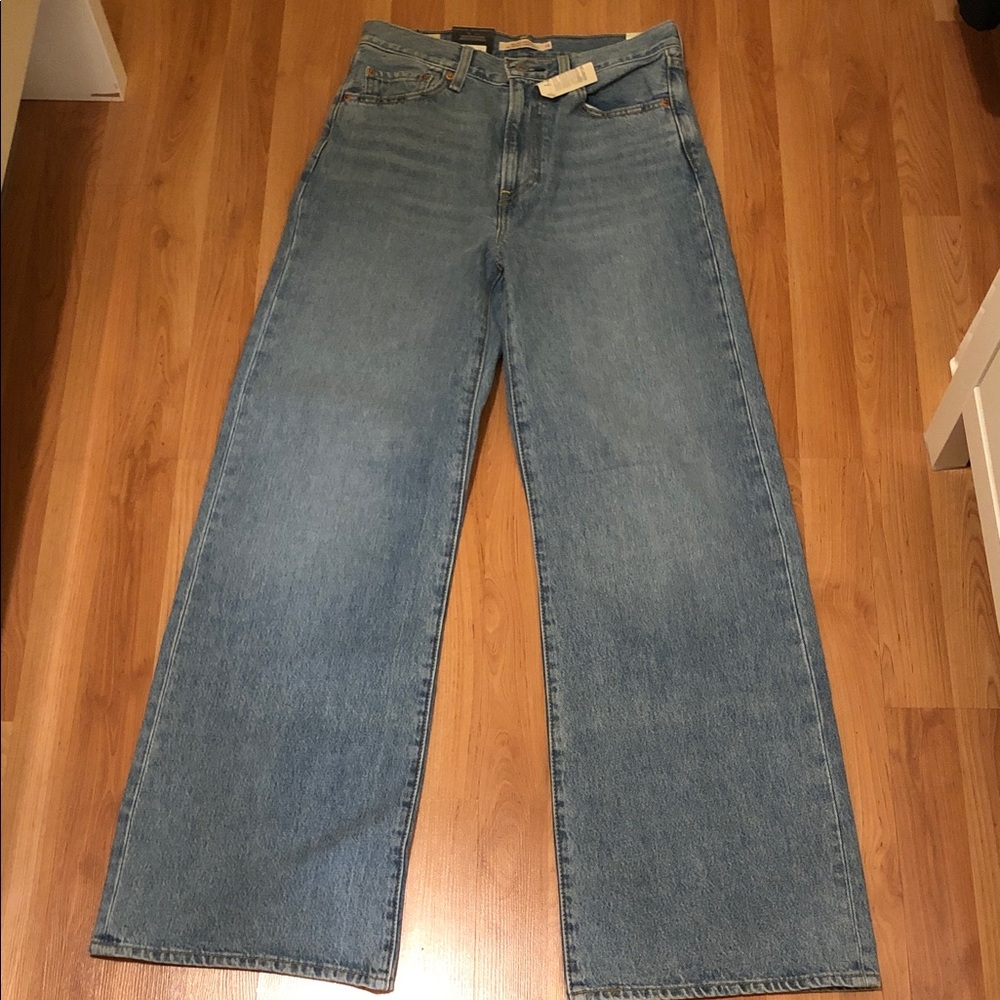 Levi's Light Blue Ribcage Wide Leg Denim Jeans W28
